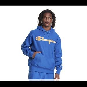 Blue hoodie sweater unisex champion